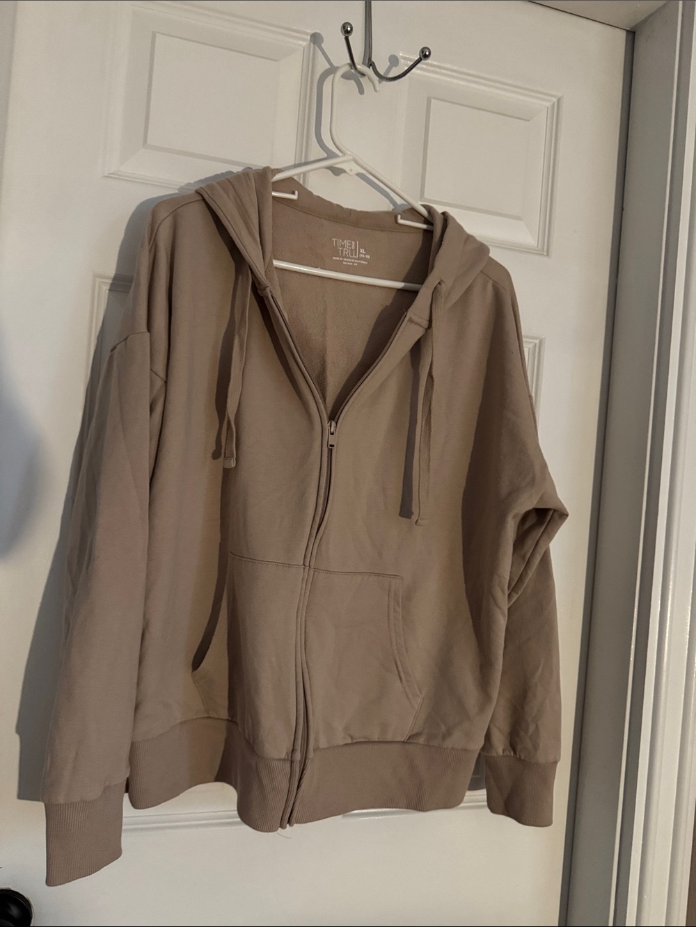Time and Tru Taupe Zip-Up Hoodie Jacket